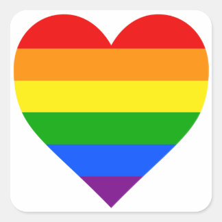 RAINBOW HEART VIERKANTE STICKER