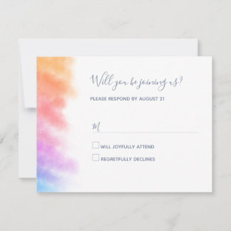 Rainbow Heart, vol met Joy Wedding RSVP Kaartje