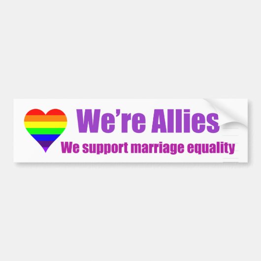 Rainbow Heart "We are Allies" bumpersticker (Voorkant)