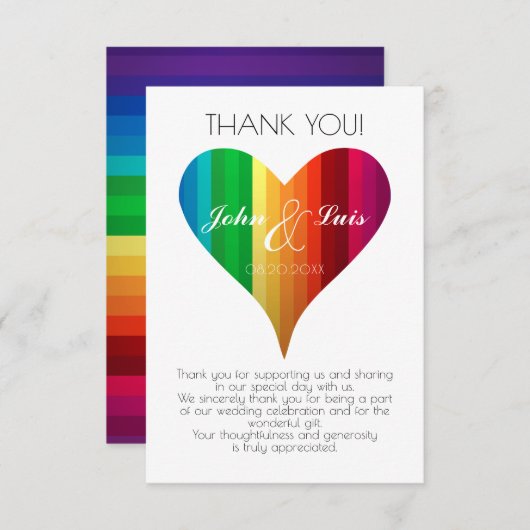 Rainbow Heart Wedding Bedankt (Voorkant / Achterkant)