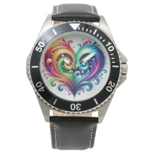 Rainbow Heart wervelende heldere kleuren Horloge