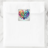 Rainbow Heart wervelende heldere kleuren Vierkante Sticker (Tas)