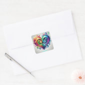 Rainbow Heart wervelende heldere kleuren Vierkante Sticker (Envelop)