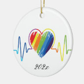 Rainbow Heartbeat | Abstract kribbel Keramisch Ornament (Links)