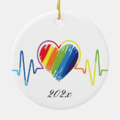 Rainbow Heartbeat | Abstract kribbel Keramisch Ornament (Achterkant)