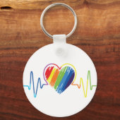 Rainbow Heartbeat | Abstract kribbel Sleutelhanger (Voorkant)