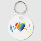 Rainbow Heartbeat | Abstract kribbel Sleutelhanger (Achterkant)