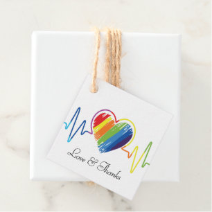 Rainbow Heartbeat Abstracte artistieke Gay Pride Bedankjes Labels