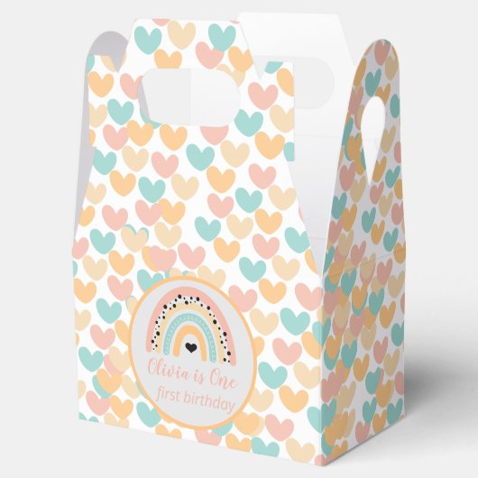 Rainbow & Hearts 1e verjaardagsfeestje Bedankdoosjes (Geopend)