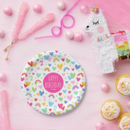 Rainbow Hearts 2e verjaardagsfeestje aangepaste na Papieren Bordje