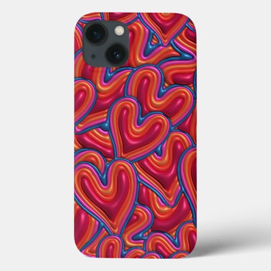Rainbow Hearts 3D gonflé Puffy Coque iphone (Verso)
