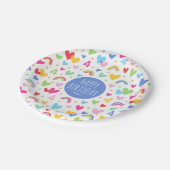 Rainbow Hearts 4th Verjaardagsfeestje Aangepaste N Papieren Bordje (Gekanteld)