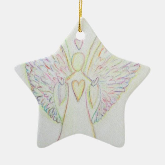 Rainbow Hearts Angel Art Holiday Ornament (Voorkant)