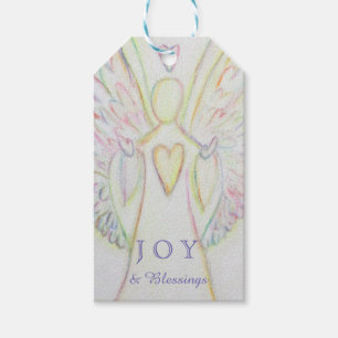 Rainbow Hearts Angel Holiday Joy Custom Gift Label Cadeaulabel