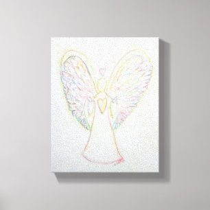 Rainbow Hearts Angel schildert gevlekte canvas kun Afdruk