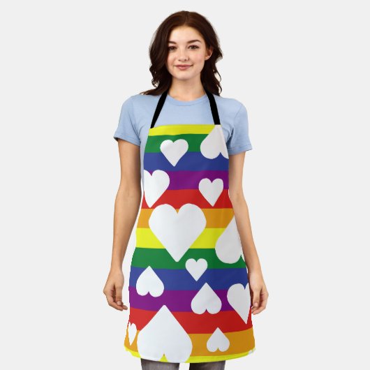 Rainbow Hearts Apron Schort (Gedragen)