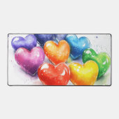 Rainbow Hearts Aquarel Digitale Kunst Bureaumat (Voorkant)
