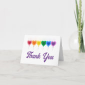 Rainbow Hearts Ballonnen Gevouwen Dank u Kaarten (Voorkant)