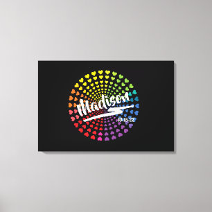 Rainbow Hearts Bat Mitzvah Sign-In Board Canvas Afdruk