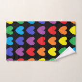 Rainbow Hearts Black Bad Handdoek (Handdoek)