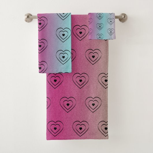 Rainbow Hearts Black Pride Heart Bad Handdoek (Insitu)