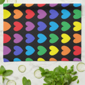 Rainbow Hearts Black Theedoek (Gevouwen)