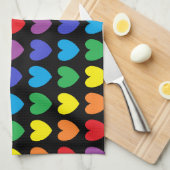 Rainbow Hearts Black Theedoek (Quarter Fold)
