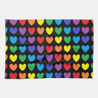 Rainbow Hearts Black Theedoek