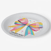 Rainbow Hearts Bow Baby shower Papieren Bordje (Gekanteld)