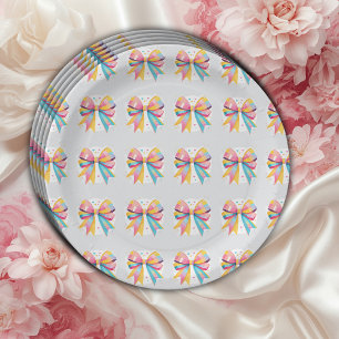 Rainbow Hearts Bow Baby shower Papieren Bordje