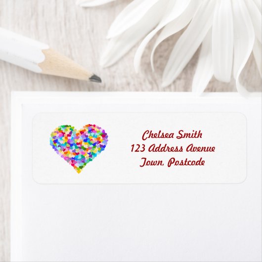 Rainbow Hearts Confetti Etiket (Insitu)
