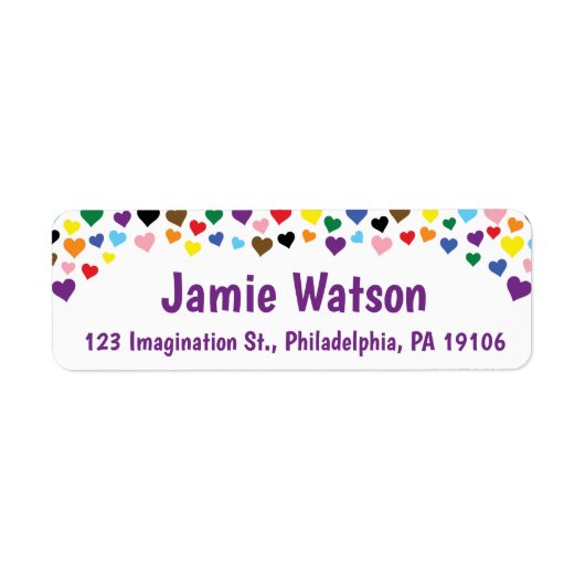 Rainbow hearts confetti lijst border label (Voorkant)
