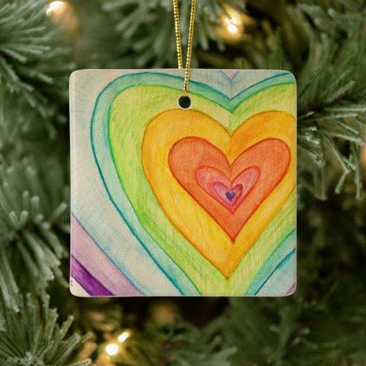 Rainbow Hearts Custom Holiday Gift Ornamenten (Boom)