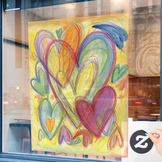 Rainbow Hearts Decoration Window Clings Raamsticker (Cafe Raam)