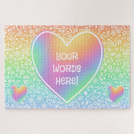 Rainbow Hearts & Doodles Jigsaw Puzzle (Horizontal)