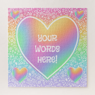 Rainbow Hearts Doodles Jigzaag Puzzle Legpuzzel
