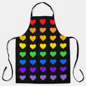 Rainbow Hearts Gay Pride Black Schort (Voorkant)