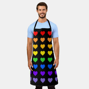 Rainbow Hearts Gay Pride Black Schort