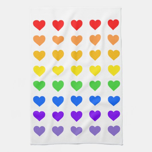 Rainbow Hearts Gay Pride Theedoek (Verticaal)