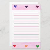 Rainbow Hearts, gebiterd Briefpapier (Voorkant / Achterkant)
