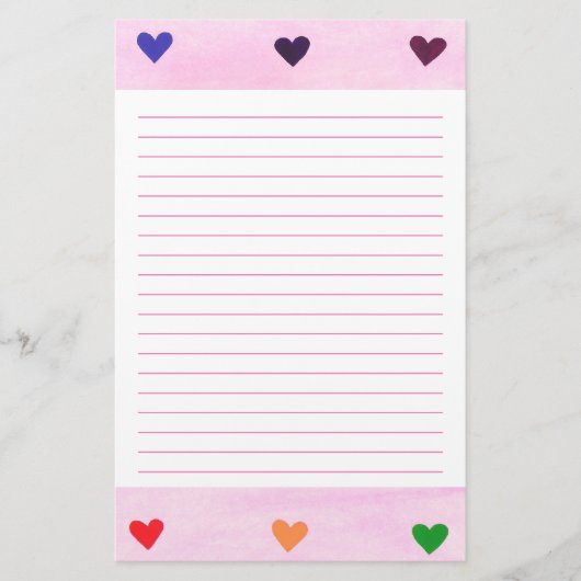 Rainbow Hearts, gebiterd Briefpapier (Voorkant)