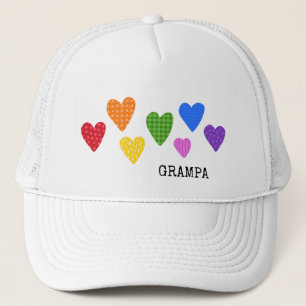 Rainbow Hearts Grampa NAME Colorful Love Joy Fun Trucker Pet