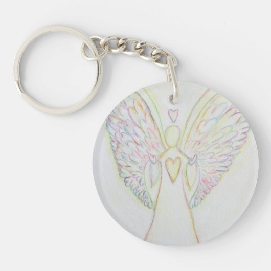Rainbow Hearts Guardian Angel Custom Sleutelhanger (Voorkant)