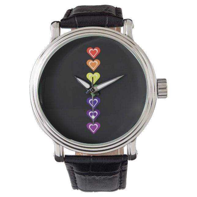 Rainbow hearts horloge (Voorkant)