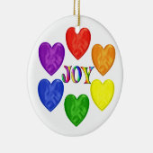 Rainbow Hearts Joy Keramisch Ornament (Rechts)