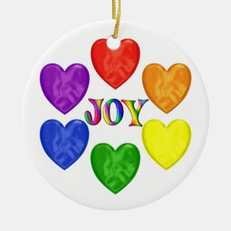 Rainbow Hearts Joy Keramisch Ornament