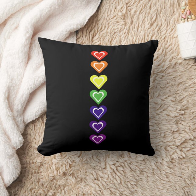 Rainbow hearts kussen (Deken)