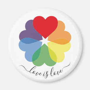 Rainbow Hearts Love is Love Pride Magneet