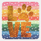 Rainbow Hearts Love Paw Drukt Stickers af (Voorkant)