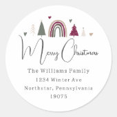 Rainbow & Hearts Merry Christmas Envelope Seals Ronde Sticker (Voorkant)